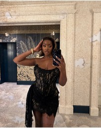 Heiress Beverly Hills - Lace Corset Draped Mini Dress