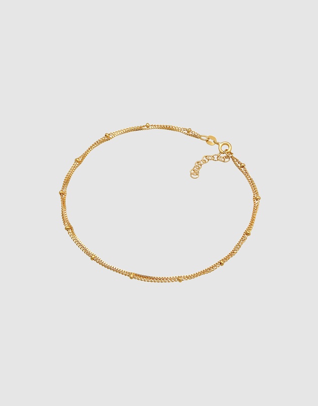 Elli Jewelry - Double Chain Anklet in Gold-Plated 925 Silver