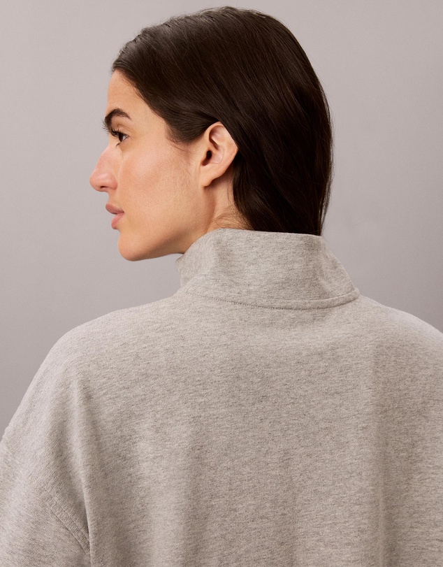 Calvin Klein - Logo Cotton Jersey Heavy Jersey 1/4 Zip Top