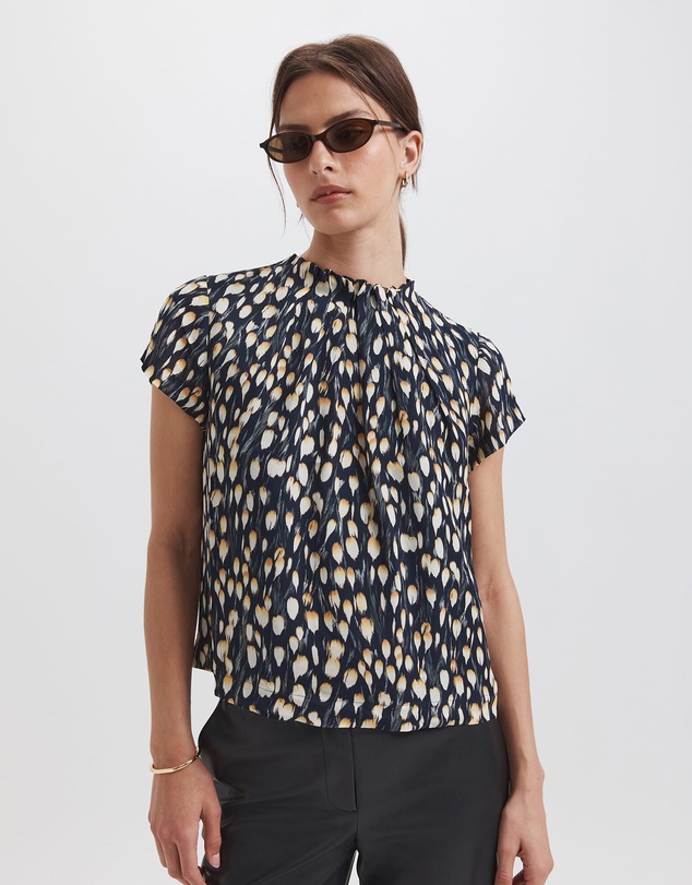 SABA - Starling Silk High Neck Short Sleeve Top