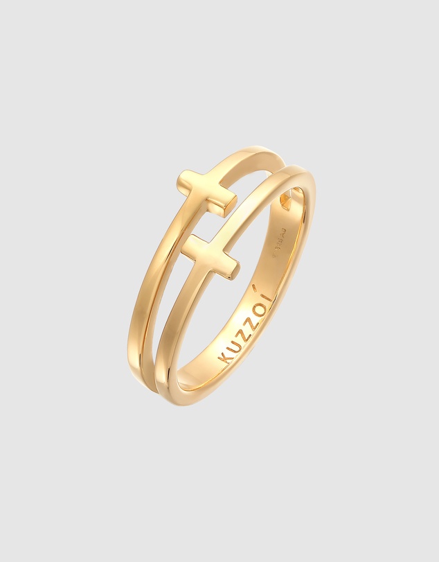 Kuzzoi - ICONIC EXCLUSIVE - Cross Band Ring in Gold-Plated 925 Sterling Silver