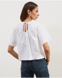 Atmos&Here - Tirsa Cotton Gathered Short Sleeve Top