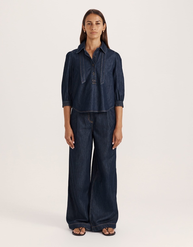 SABA - Bridie Puff Sleeve Denim Shirt