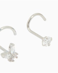 Lovisa - Surgical Steel Butterfly & Diamante Nose Studs 3-Pack
