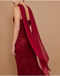Six Stories - Velvet Lace Corset Bandeau Maxi Dress with Neck Scarf