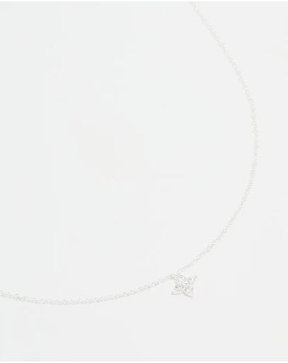Lovisa - Sterling Silver Cubic Zirconia Micro Flower Pendant Necklace