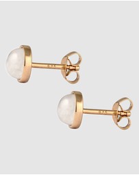 Elli Jewelry - Earrings Stud Moonstone Circle 925 Sterling Silver Gold-Plated