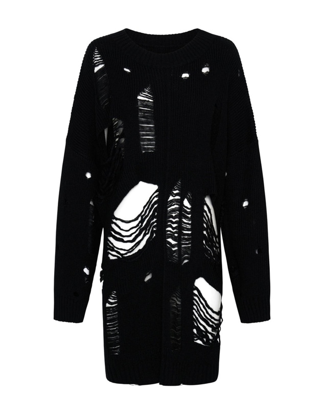 ONE TEASPOON - Black Hercules Shredded Sweater
