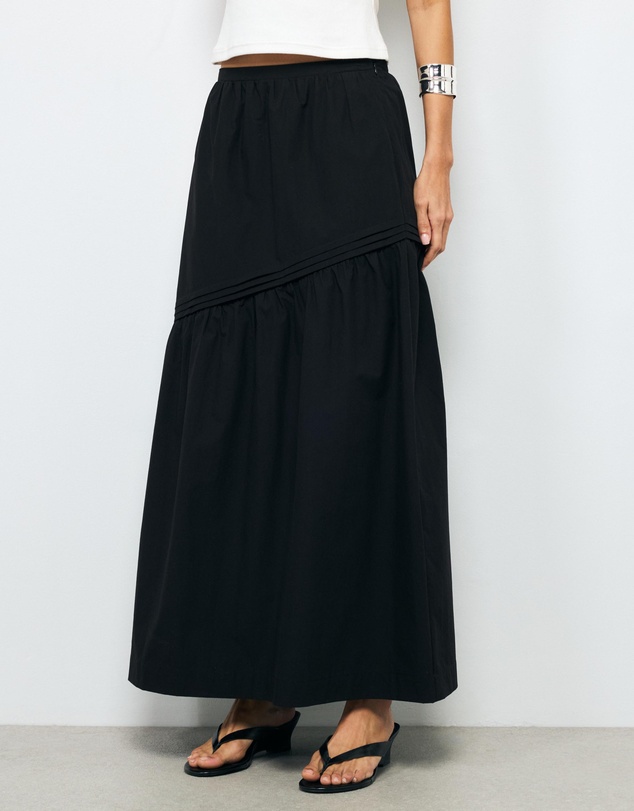 AERE - Margot Cotton Asymmetric Maxi Skirt