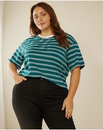 Atmos&Here Curvy - Frankie Striped Relaxed Tee