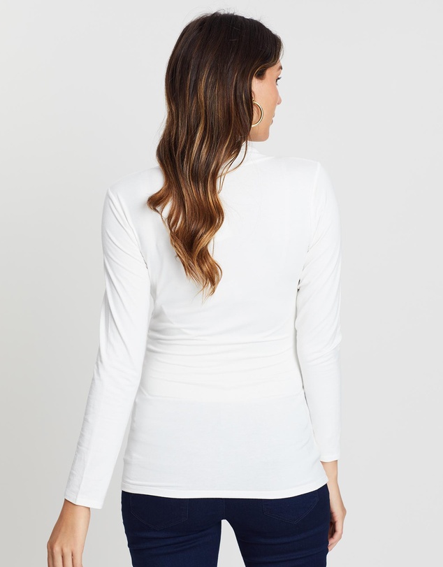 Angel Maternity - Maternity V-Neck Cross-Over Bamboo Long Sleeve Top