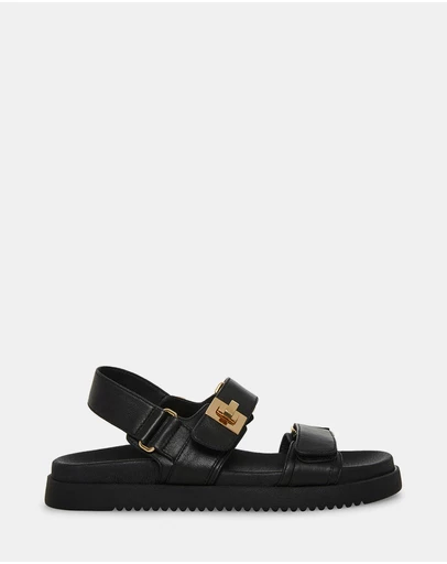Steve Madden - Mona Black Leather Sandals