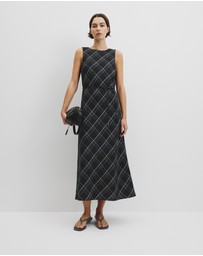 Country Road - Organically Grown Linen Check Maxi Dress
