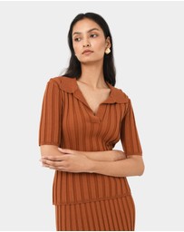 Forcast - Manhattan Polo Knit Top