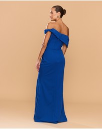 CATHERINE FERRARO - Sapphire Off Shoulder Gown