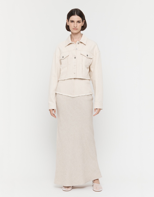 FRIEND of AUDREY - Cotton Linen Contrast Long Skirt