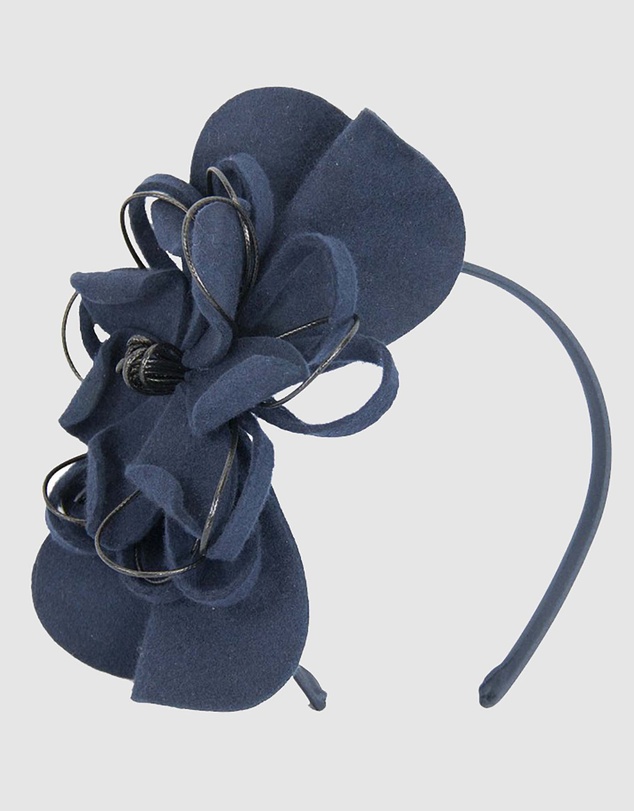 Max Alexander - Felt Navy Flower Winter Racing Fascinator