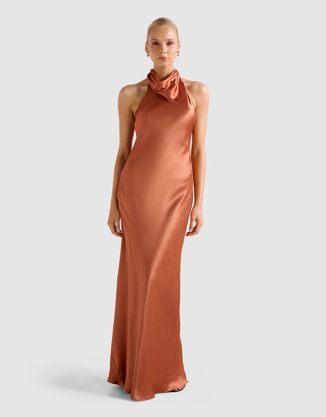 Forever New - Clementine High Neck Satin Maxi Dress