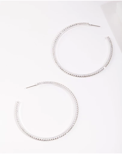 Lovisa - Silver Oversized Diamante Hoop Earrings