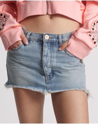 ONE TEASPOON - Blue Tobacco Junkyard Relaxed Denim Mini Skirt