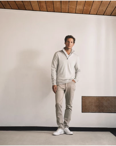 Trenery - Garment Dyed Cotton Five Pocket Pant in Pale Grey