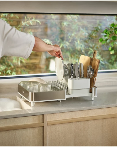 Joseph Joseph - Extend™ Steel Expandable Dish Rack with Draining Spout (Stone)