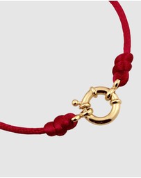 Elli Jewelry - Bracelet Women Satin Ribbon Red 925 Sterling Silver Gold Plated