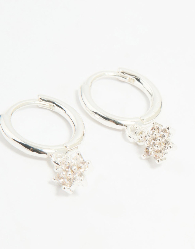 Lovisa - Silver Plated Brass Flower Stud & Hoop Earrings 4-Pack