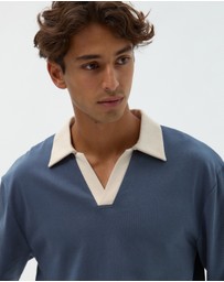 AERE - Contrast Cotton Rugby Polo