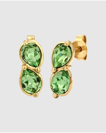 Elli Jewelry - Crystal Teardrop Stud Earrings in Gold-Plated 925 Silver