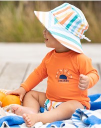 Minihaha - Luca Stripe Swim Hat With Quick Release Neck Tie - Babies-Kids
