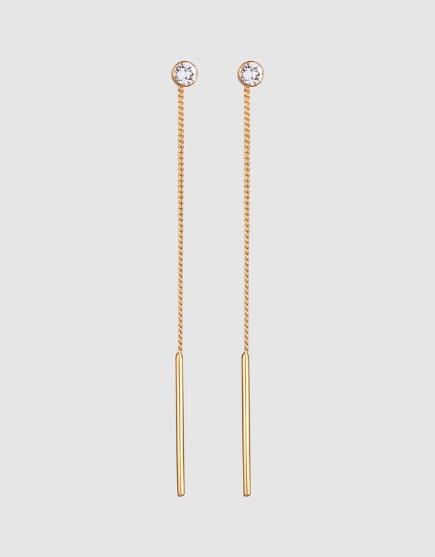 Elli Jewelry - Crystal Pull-Through Drop Earrings in Gold-Plated 925 Silver