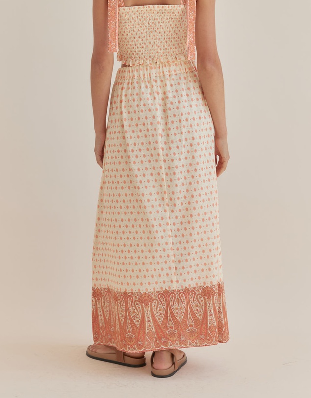 Amelius - Peach Paisley Maxi Skirt