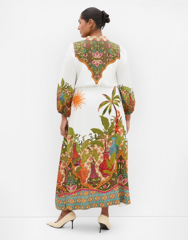 City Chic - Plus size Fools Paradise Print Maxi Dress - ivory