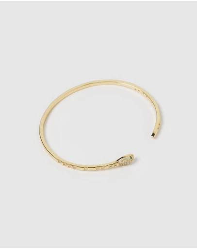Izoa - Green Eye Embellished Snake Cuff