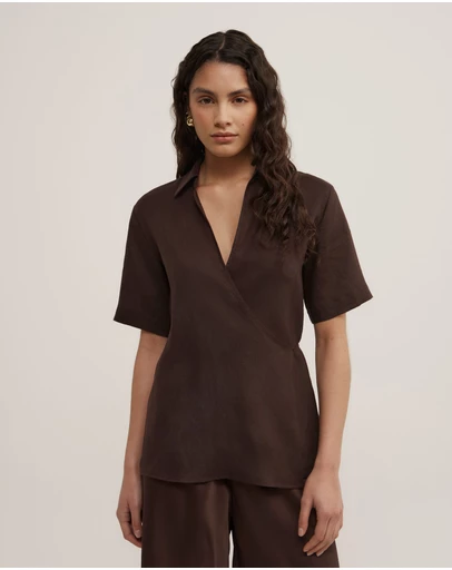 Witchery - Wrap Linen Short Sleeve Shirt