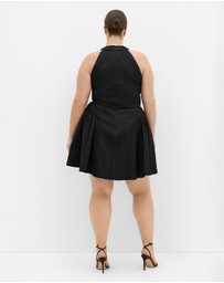 City Chic - Halter Jacquard Mini Dress - black