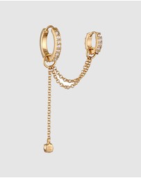 Elli Jewelry - Earrings Earcuff Single with Crystals 925 Sterling Silver Gold-plated
