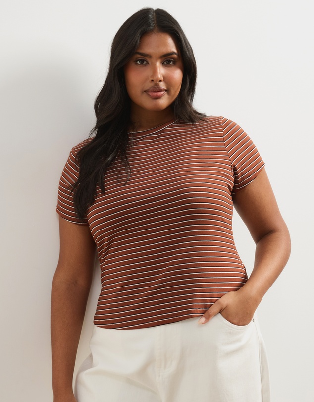Atmos&Here Curvy - Layla Short Sleeve Stripe Tee