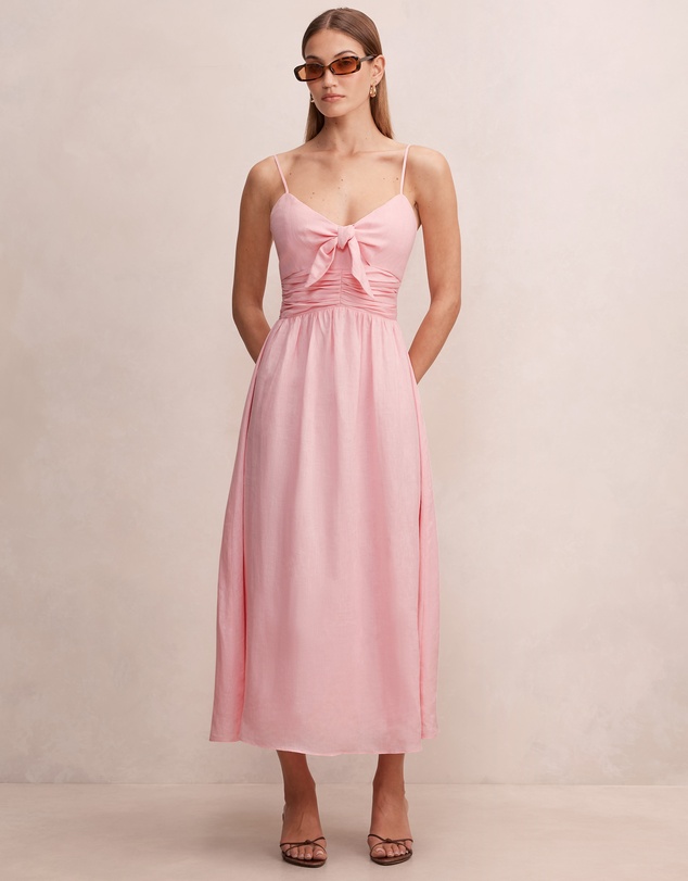 Forever New - Isabella Tie Front Linen Midi Dress