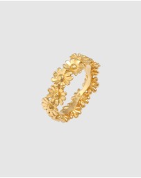 Elli Jewelry - Ring Band Flower Hippie in 925 Sterling Silver Gold Plated