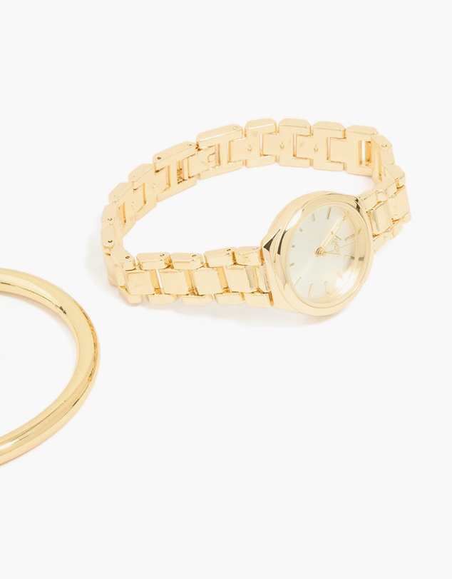 Lovisa - Gold Classic Wrist Cuff & Watch Set