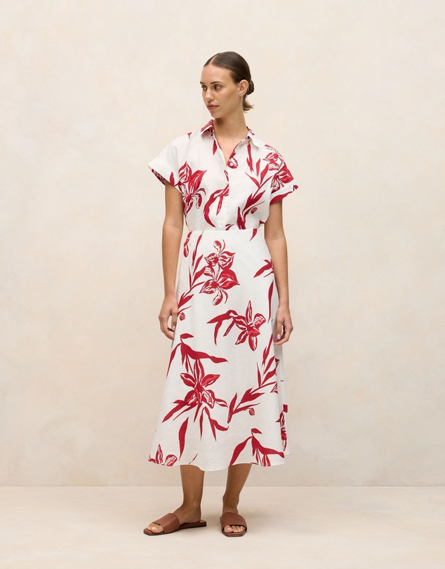Trenery - Wild Iris Linen Bias Skirt in White