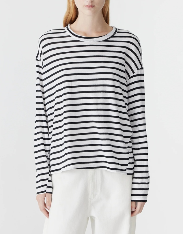 Bassike - Stripe Slouch Long Sleeve T-Shirt