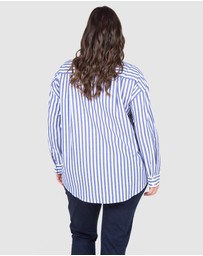 Love Your Wardrobe - Carrie Stripe Drop Shoulder Cotton Shirt