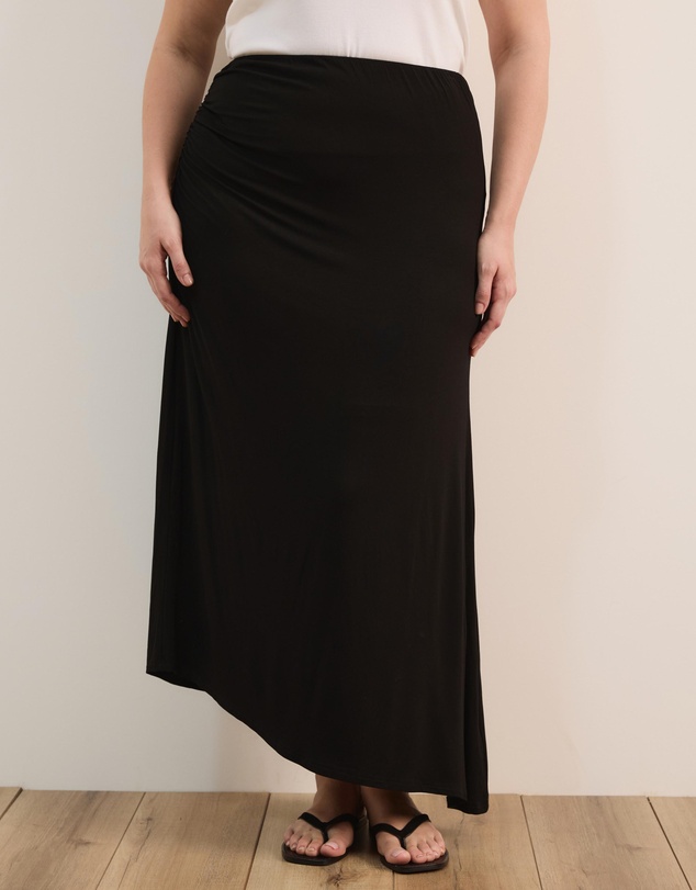 Atmos&Here Curvy - Tara Jersey Maxi Skirt with Gathers