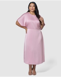 Pink Dusk by Curve Project - Lust Unleashed Satin Midi Dress