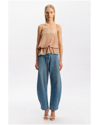 Bardot - Bonita Satin Lace Trim Top