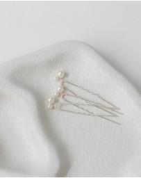 The White Collection - Naomi - Pearl Detail Silver Bridal Hair Pins