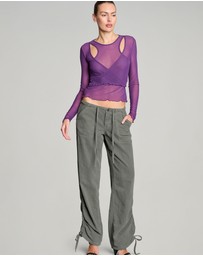 Love and Nostalgia - Wrap It Up Mesh Top - Mulberry